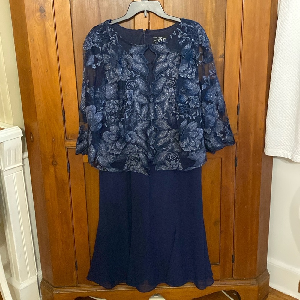 Alex Evenings Navy Blue Midi Dress